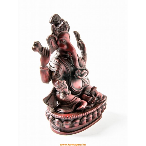 Ganesha, vörös színű rezin szobor - 16 cm