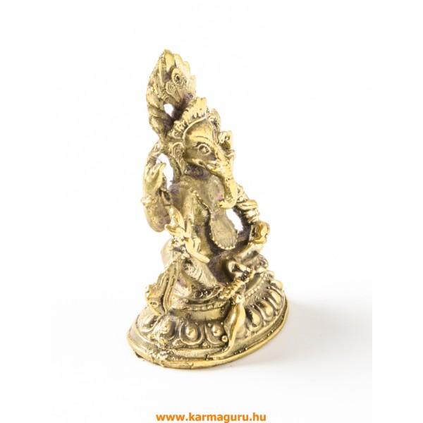 Ganesha réz szobor, matt sárga - 6,5 cm