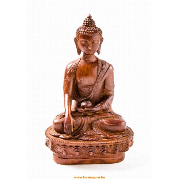 Buddha Shakyamuni rózsafa színű rezin szobor - 21 cm