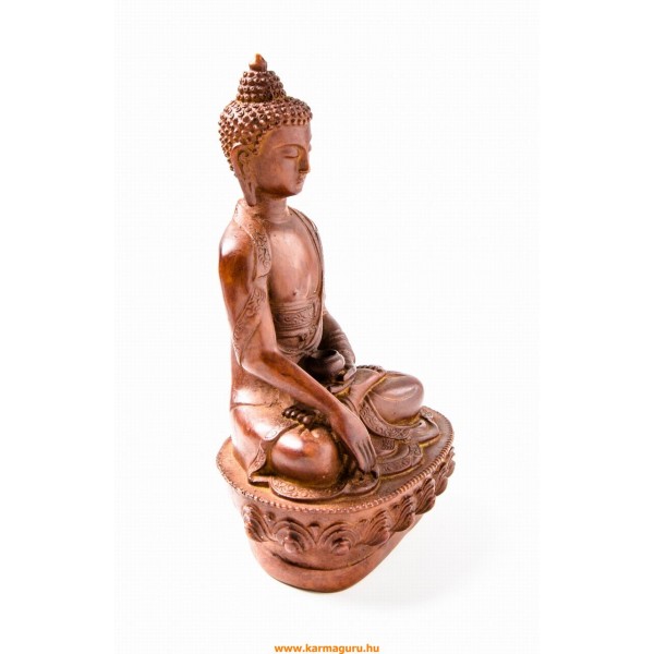 Buddha Shakyamuni rózsafa színű rezin szobor - 21 cm