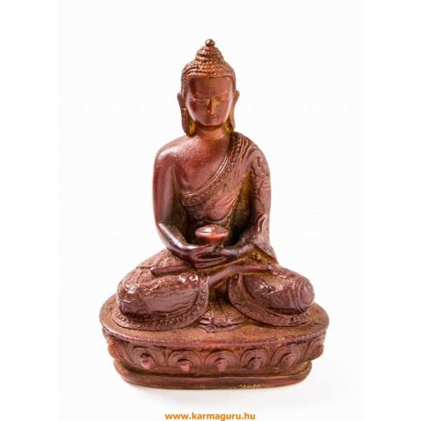 Amitabha Buddha rózsafa színű rezin szobor - 13 cm