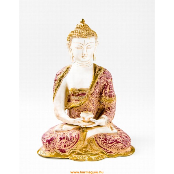 Amitabha Buddha szobor, fehér-arany és színes - 30cm