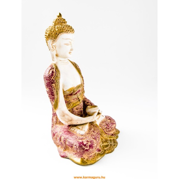 Amitabha Buddha szobor, fehér-arany és színes - 30cm