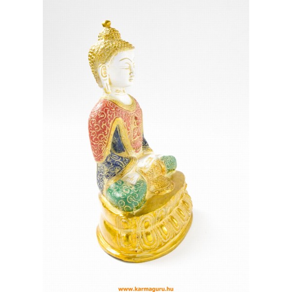 Amitabha Buddha szobor, fehér-arany és színes - 24cm