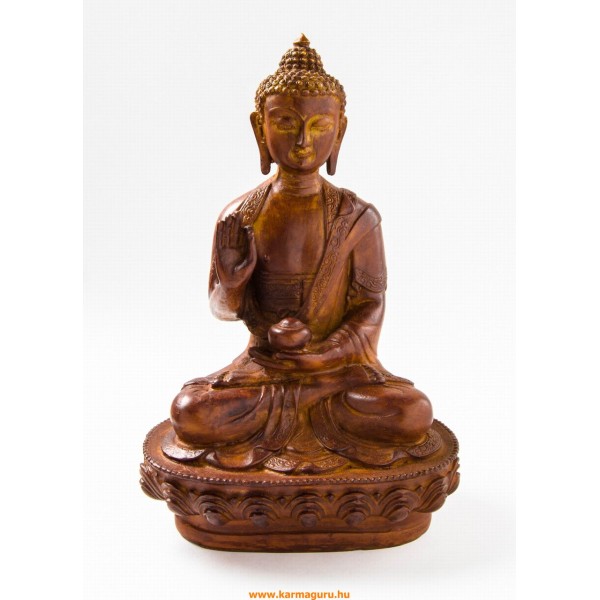 Áldó Buddha szobor, rózsafa színű - 29 cm