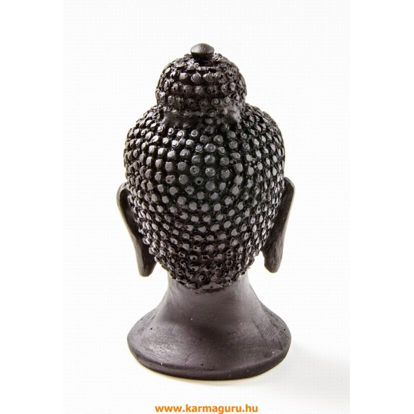 Buddha fej szobor, rezin, fekete - 11 cm