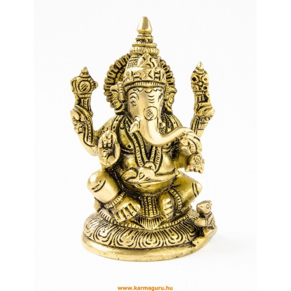 Ganesha réz szobor, matt sárga - 12 cm