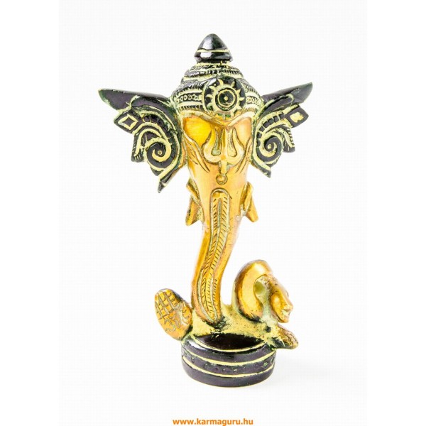 Ganesha absztrakt réz szobor, arany és sötétzöld - 12 cm