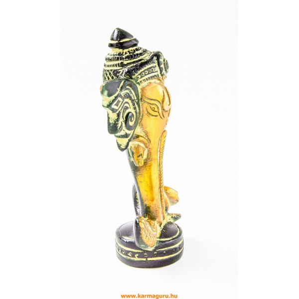 Ganesha absztrakt réz szobor, arany és sötétzöld - 12 cm