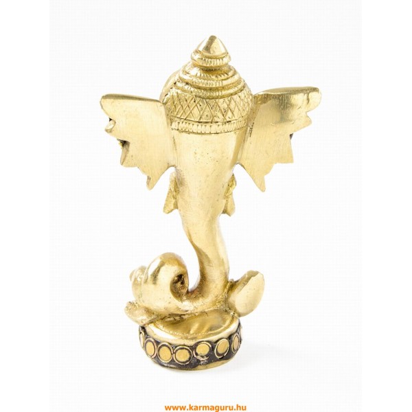 Ganesha absztrakt réz szobor, matt sárga, kővel berakott - 12 cm