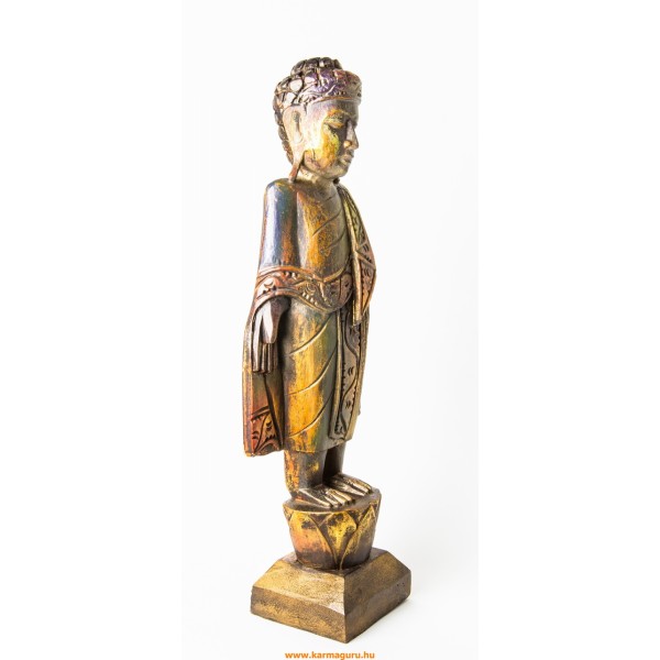 Álló Buddha fa faragott szobor - 55 cm 