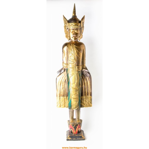 Álló Buddha fa faragott szobor - 110 cm 