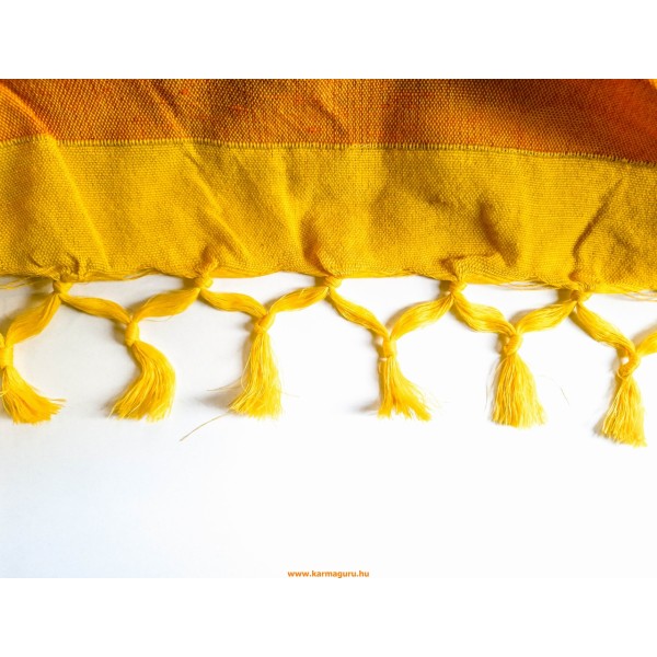 Szőtt, csíkos ágytakaró sárga, falidísz - 220x260