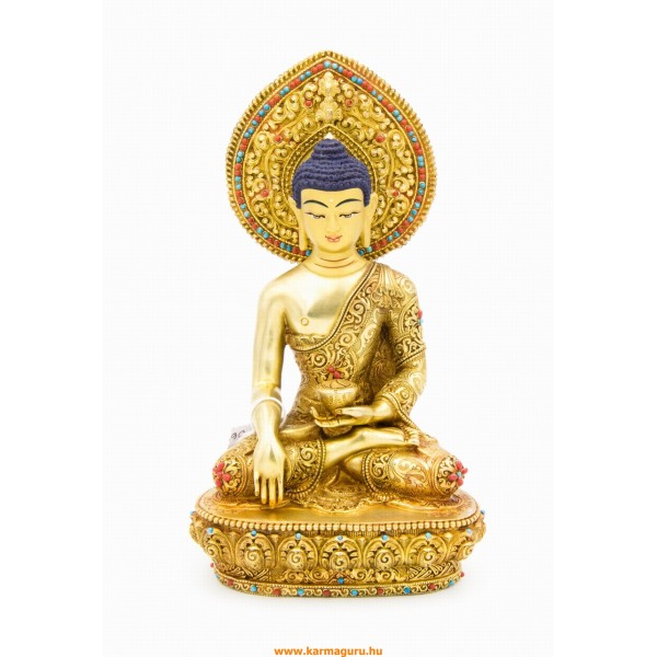 Shakyamuni Buddha teljesen aranyozott szobor különlegesség - 22 cm 