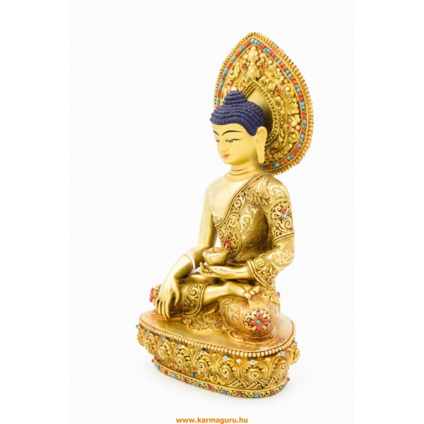 Shakyamuni Buddha teljesen aranyozott szobor különlegesség - 22 cm 