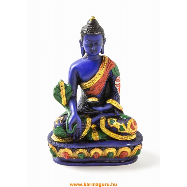 Gyógyító Buddha kézzel festett rezin szobor - 13,5 cm