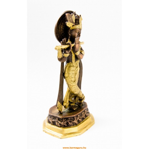 Krishna réz szobor, arany - bronz - 25 cm