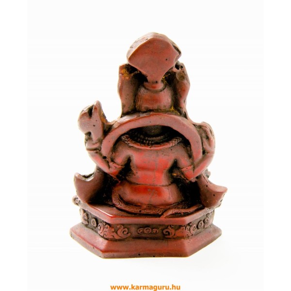 Ganesha trónon, vörös színű rezin szobor - 11 cm