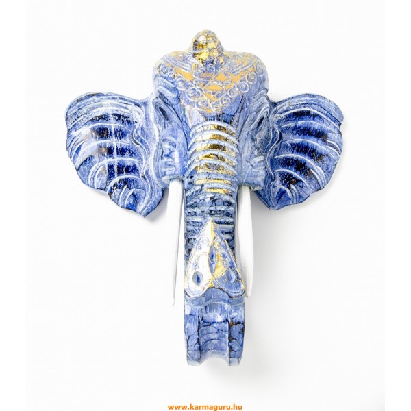 Fa elefánt fej, fali függő - kék - 30 cm 