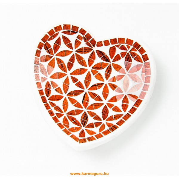 Mozaikos kerámia tál szív alakú - vörös, kicsi