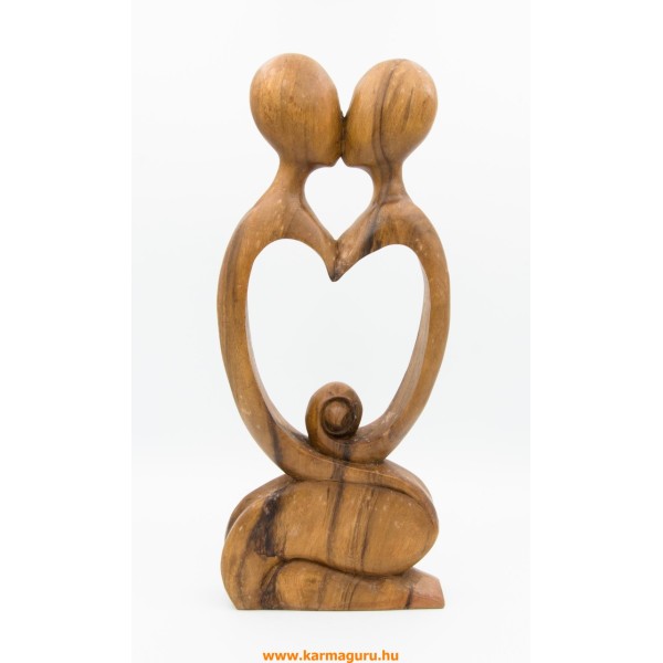 Szív alakú absztrakt fa szobor - 40 cm