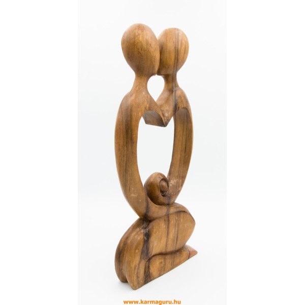 Szív alakú absztrakt fa szobor - 40 cm