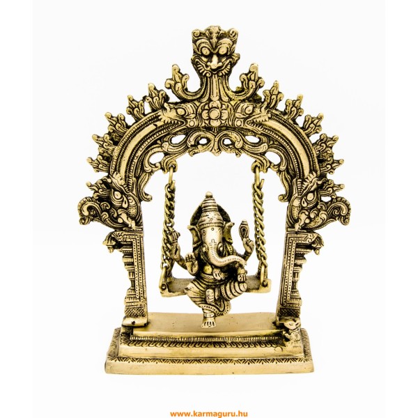 Hintázó Ganesha réz szobor, matt sárga - 26 cm