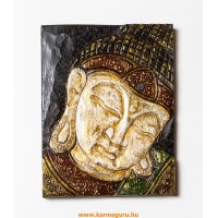 Buddha fejes, arany-fehér színű, fa fali dísz - 20 x 25 cm