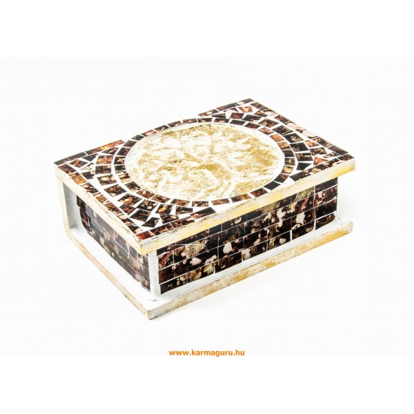 Mozaikos fa doboz életfa mintával - kicsi - barna