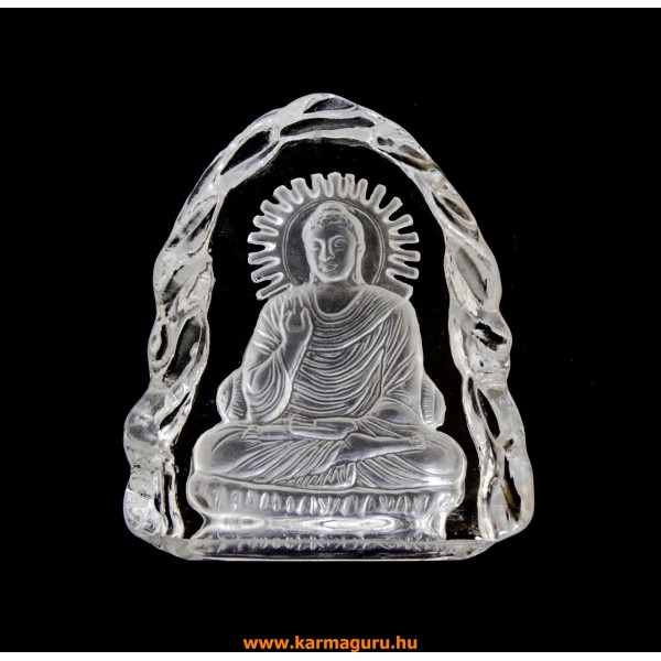 Buddha üveg szobor, asztali dísz
