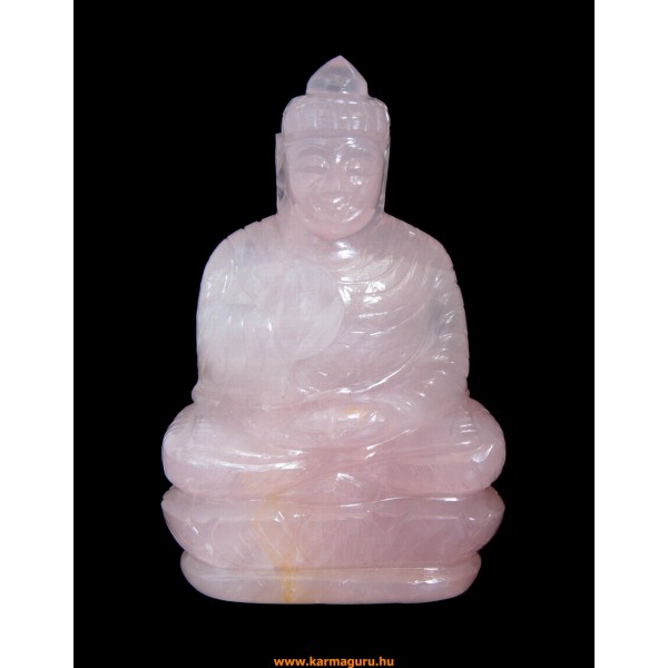 Buddha rózsakvarc kristály szobor - 12 cm