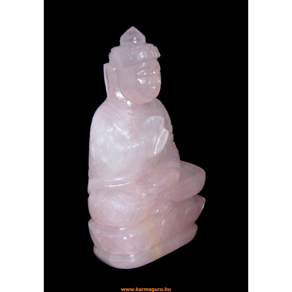 Buddha rózsakvarc kristály szobor - 12 cm