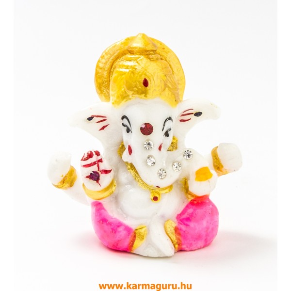 Ganesha színes rezin szobor, köves - 6 cm 