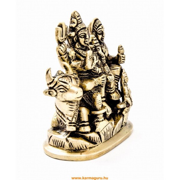 Shiva család réz szobor, matt sárga - 11 cm