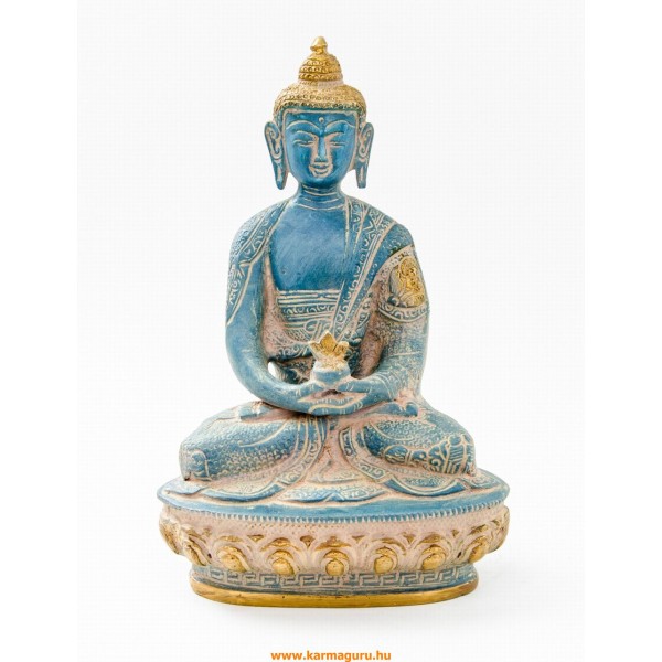 Amitabha Buddha szobor, arany-türkiz - 21 cm