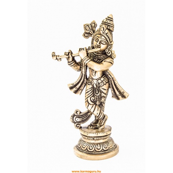 Krishna réz szobor, matt sárga - 22,5 cm
