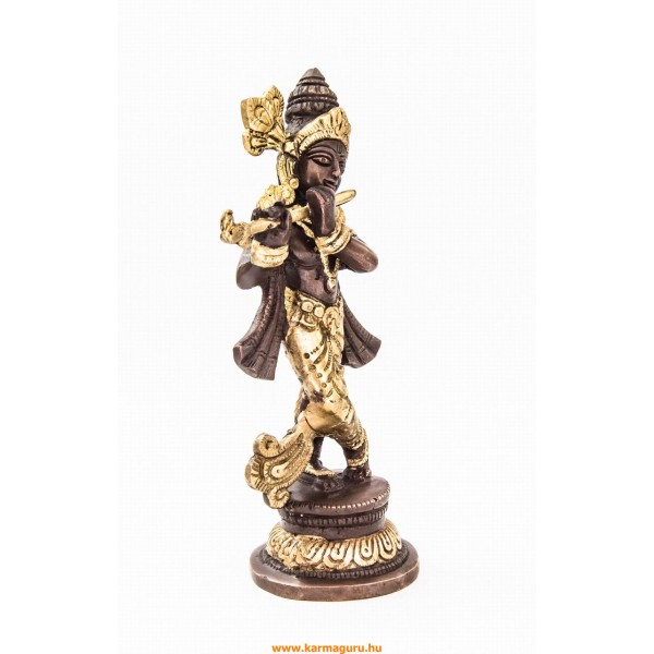 Krishna réz szobor, arany - bronz - 22,5 cm