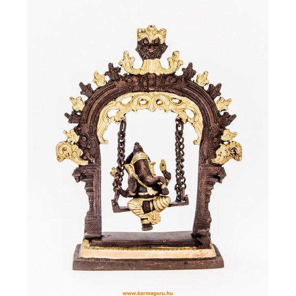Hintázó Ganesha réz szobor, arany-bronz - 26 cm