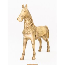 Álló ló réz szobor, arany- 29 cm
