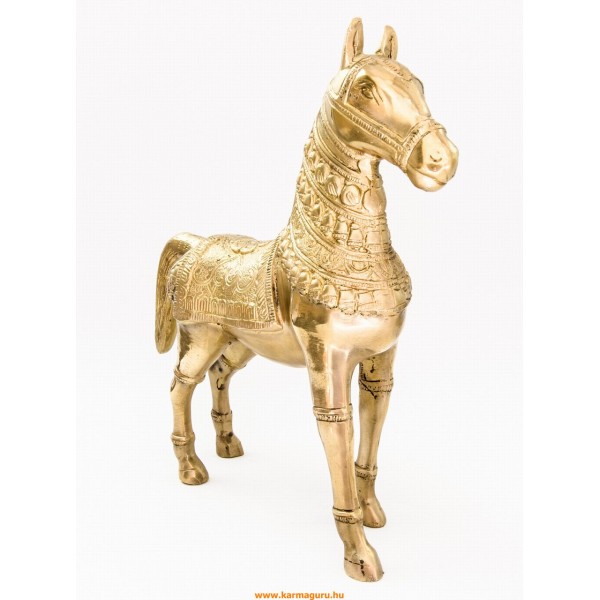 Álló ló réz szobor, arany- 29 cm