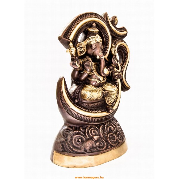 Ganesha Om jelel, réz szobor, arany-bronz - 38,5 cm