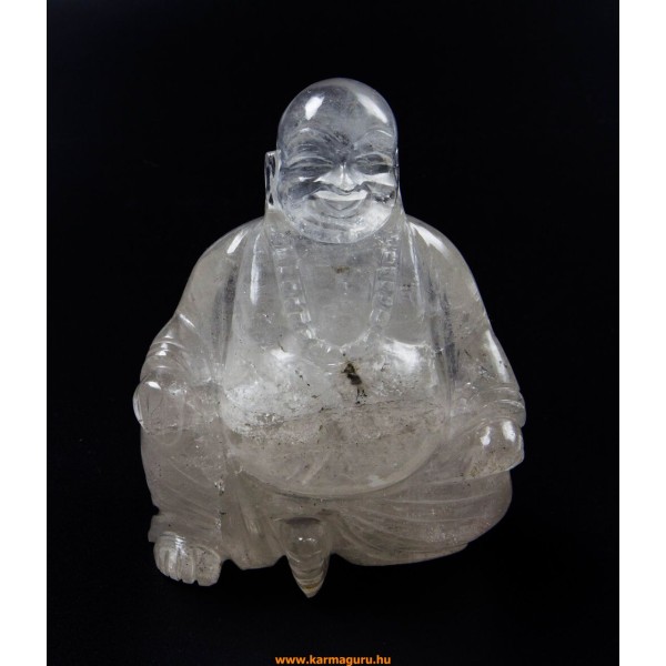 Nevető Buddha hegyikristály szobor - 12 cm