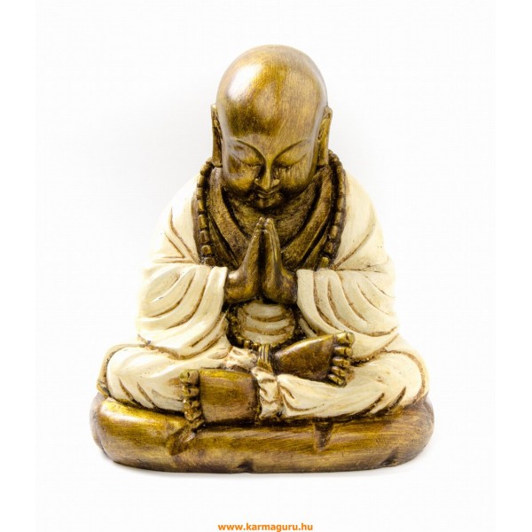 Imádkozó szerzetes színes rezin szobor - 21 cm