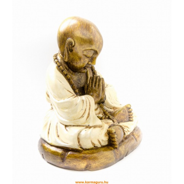 Imádkozó szerzetes színes rezin szobor - 21 cm