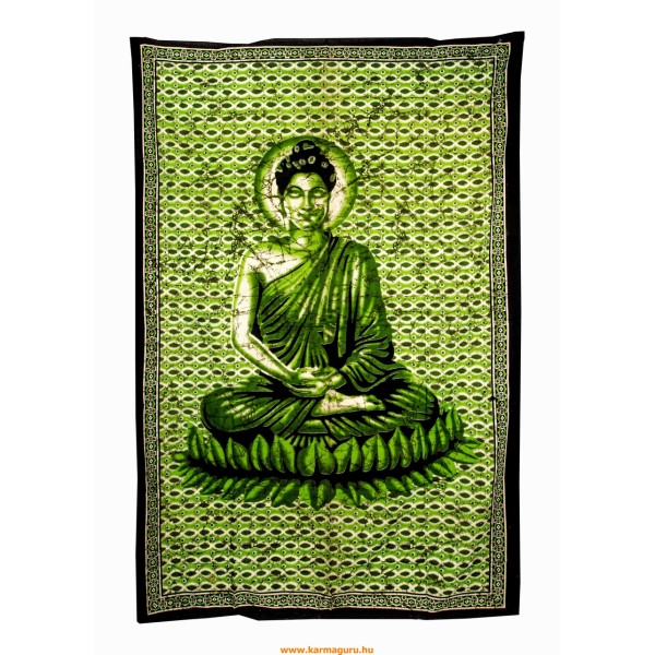 Buddhás ágytakaró, falidísz, zöld - 138 x 200