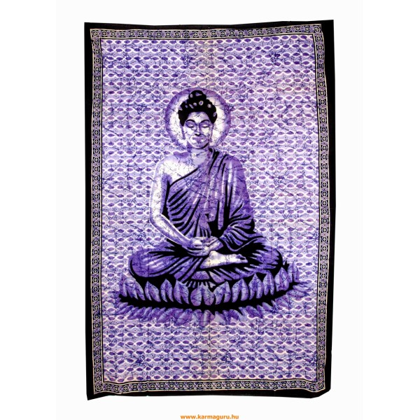Buddhás ágytakaró, falidísz, lila - 139 x 200
