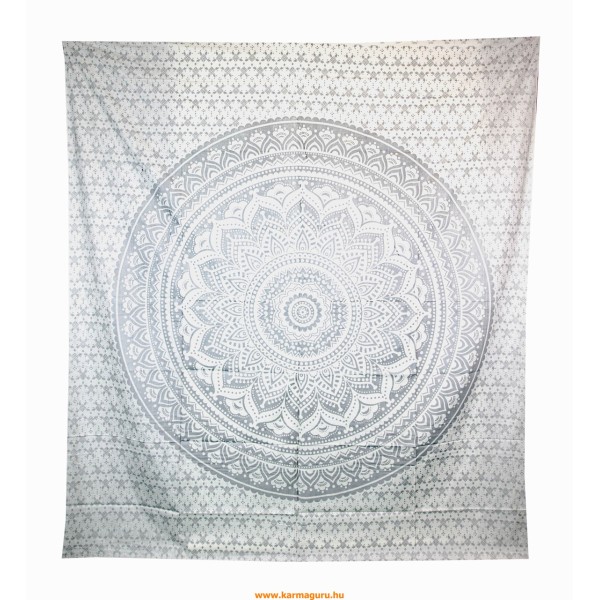 Mandala mintás ágytakaró, falidísz, ezüst - 206 x 235