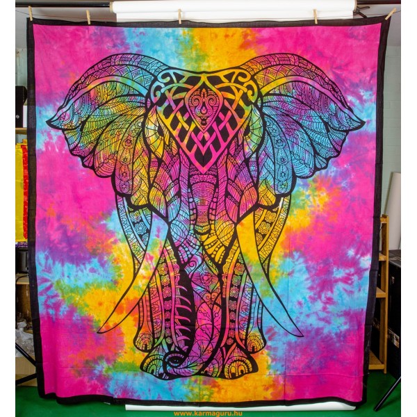 Elefántos ágytakaró, falidísz, színes - 203 x 220