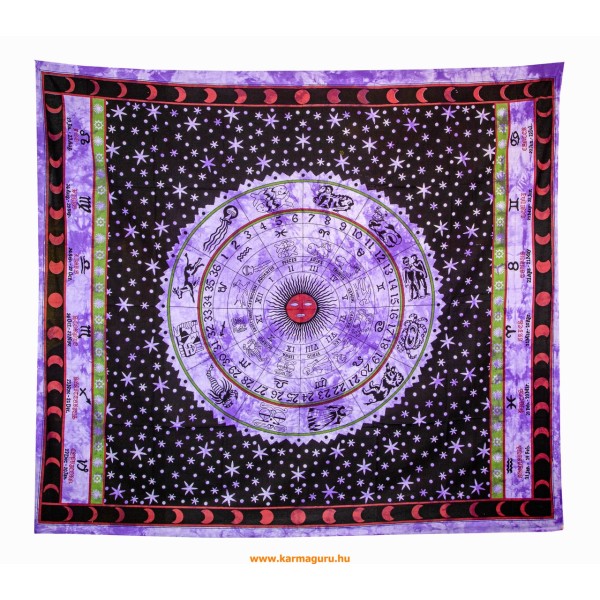Csillagjegyes ágytakaró, falidísz, lila - 203 x 222