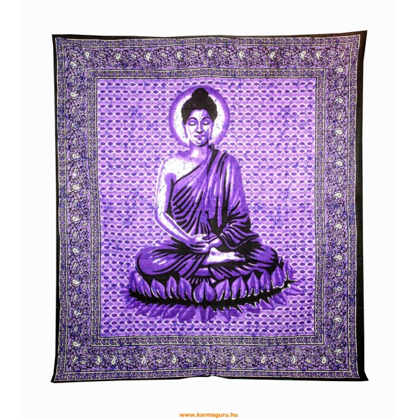 Buddhás ágytakaró, falidísz, lila - 204 x 234